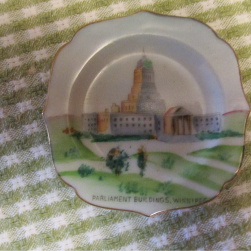 Vintage Occupied Japan Small Souvenir Plate - Parliament Buildings, Winnipeg